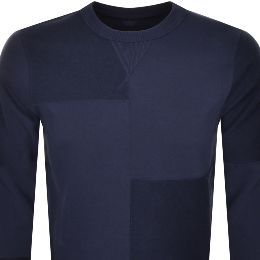Alternative Image for ProductBelstaff Crew Neck Patchwork Sweatshirt Navy2